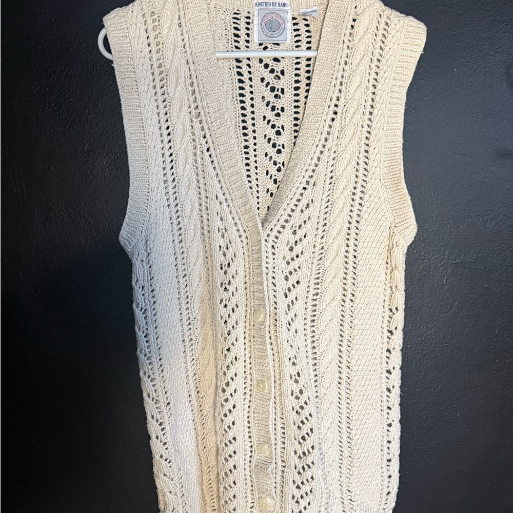 Knit to Last Cream V-Neck Sweater Vest
